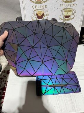 LOVEVOOK Bag Luminesk Long Wallet Geometric Luminous Iridescent Holographic Set